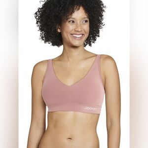 NWT Jockey size L Essentials Women's Eco Seamfree Back Smoothing Bralette Pink